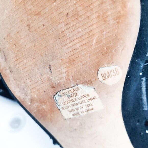 Sole Society Leather Beaded Black Slip-on Flat Pointy Toe Mules Size 8M Art Deco - Picture 10 of 10